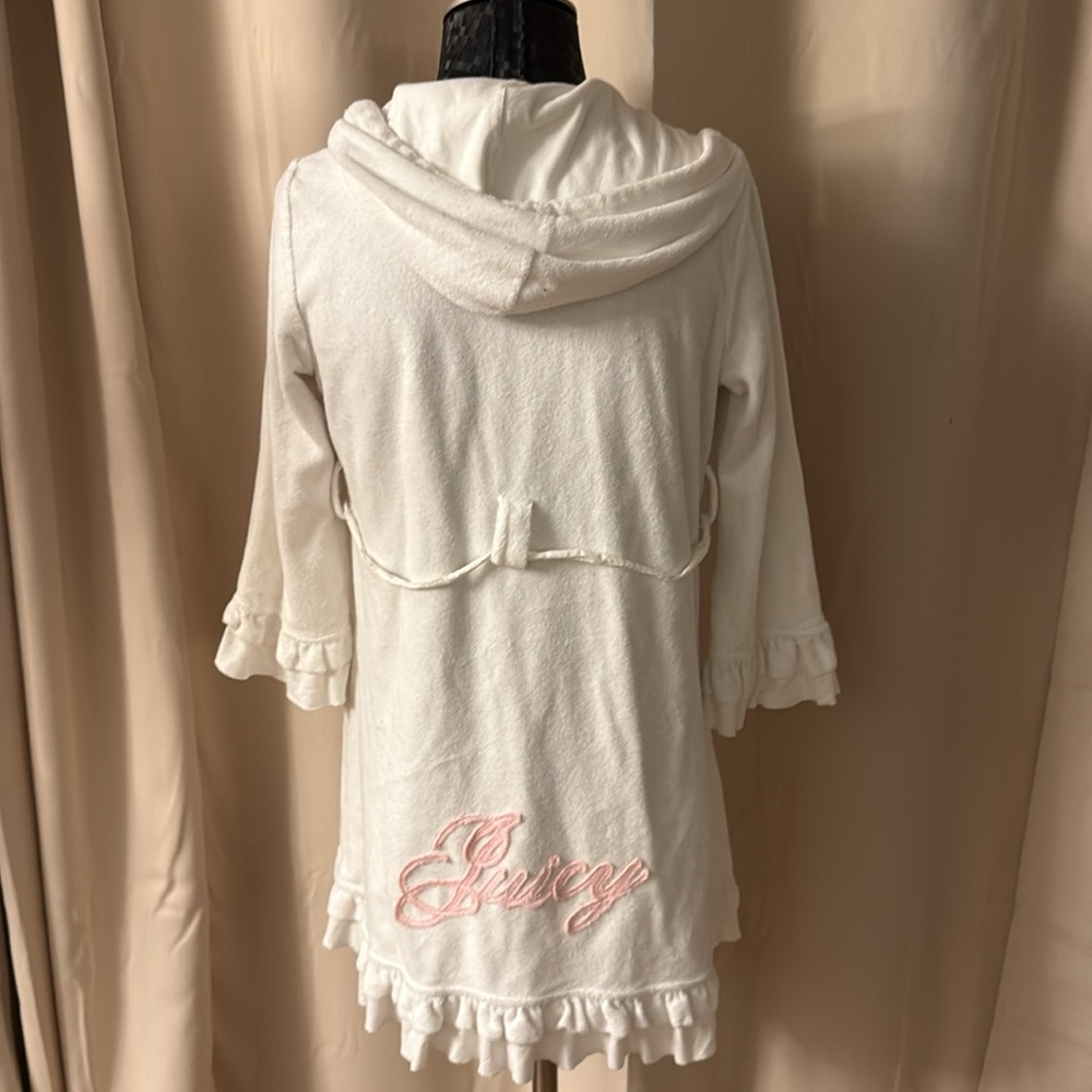 Juicy Couture White Ruffled Hoodie Robe vintage original M